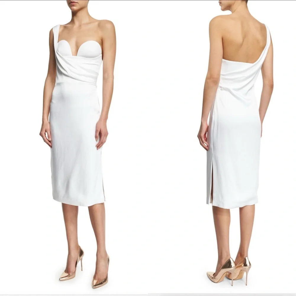 Cushnie Et Ochs White One-Shoulder Bustier Dress size 4 NWT